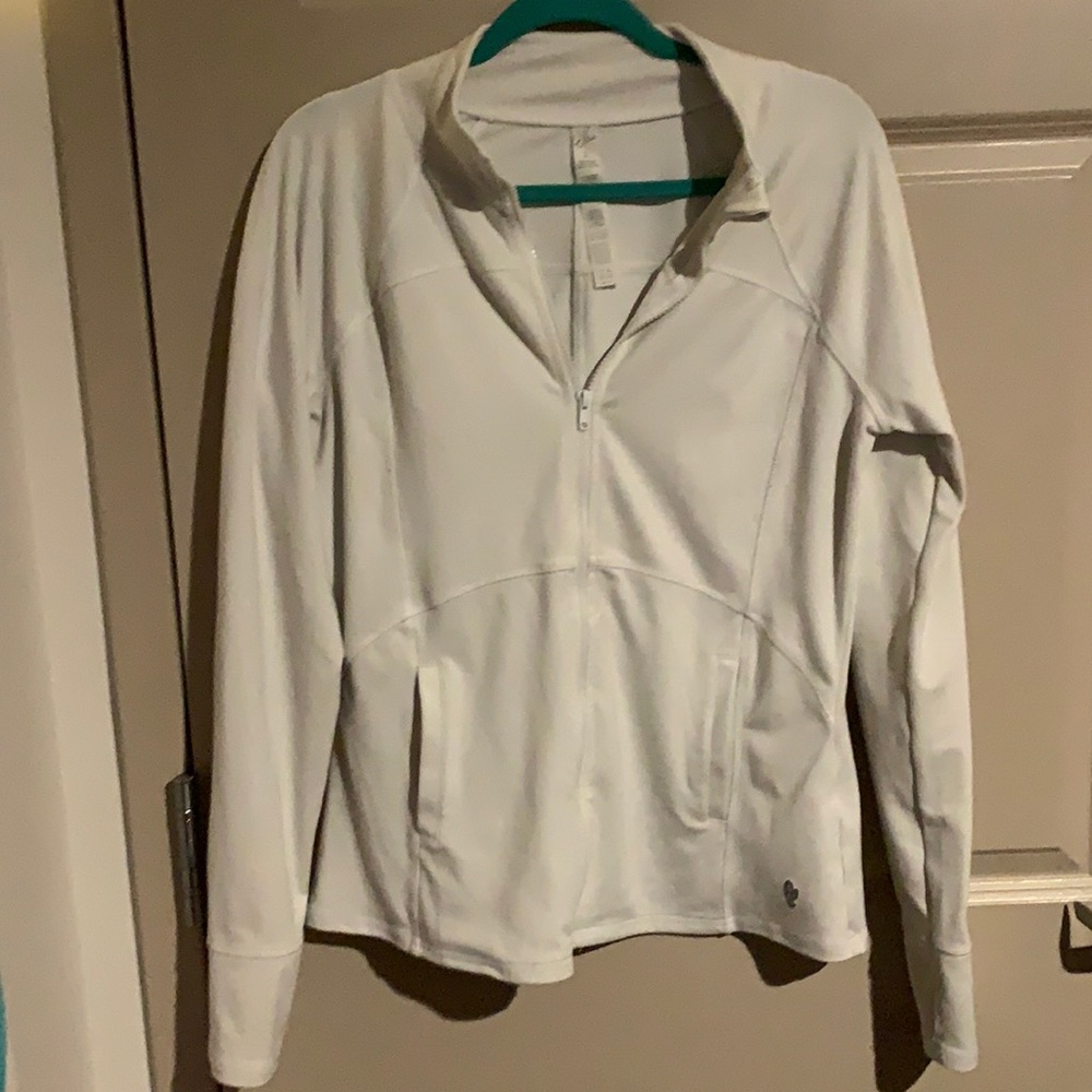 white workout zip up sweatshirt!